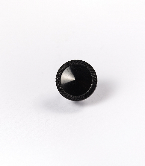Black Milled Edge Shank Button Size 18L x10 - Click Image to Close